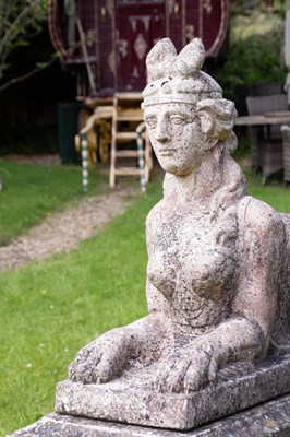 Lot 32 - A pair of Tritonstone Sphinx