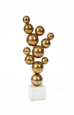 Lot 183 - A modernist sculpture formed of conjoined gilt metal spheres