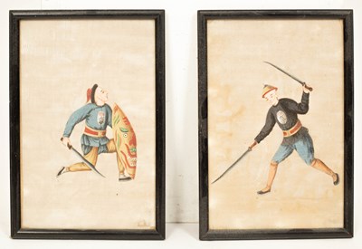 Lot 193 - A pair of Chinese rice paper pictures