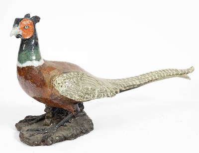 Lot 751 - A large pottery figure of a cock pheasant