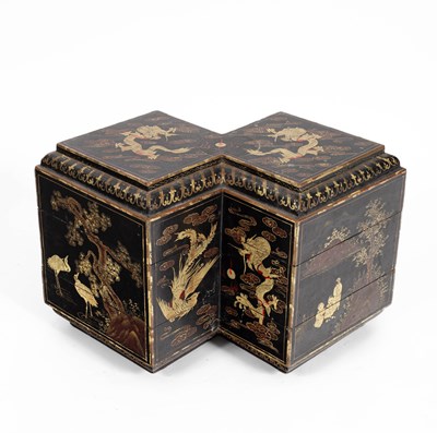 Lot 204 - A three-tier lacquered storage box