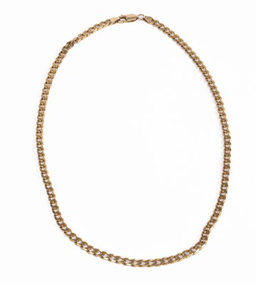 Lot 371 - A 9ct gold flat chain link necklace