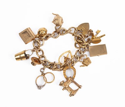 Lot 372 - A 9ct gold charm bracelet