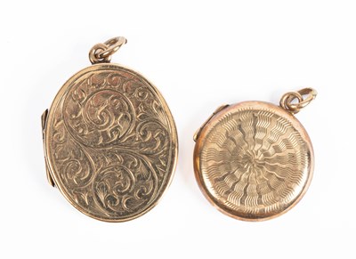 Lot 373 - Two 9ct gold lockets