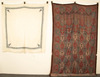 Lot 680 - A cream floral embroidered shawl