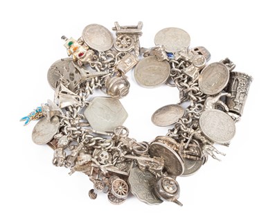 Lot 397 - A silver charm bracelet