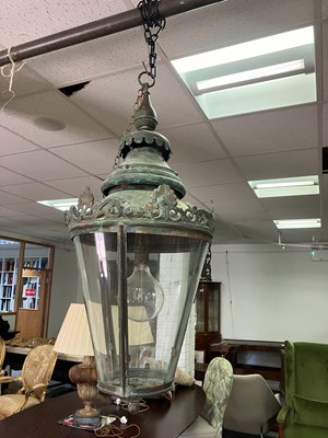 Lot 493 - A pair of copper hall lanterns