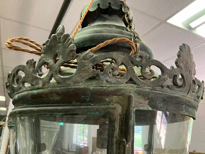 Lot 493 - A pair of copper hall lanterns