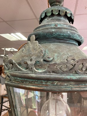 Lot 493 - A pair of copper hall lanterns