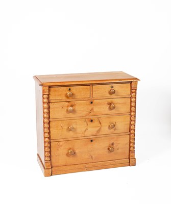 Lot 500 - A pine chest of two short and three long drawers