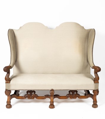 Lot 508 - A Carolean style high back arched walnut settee