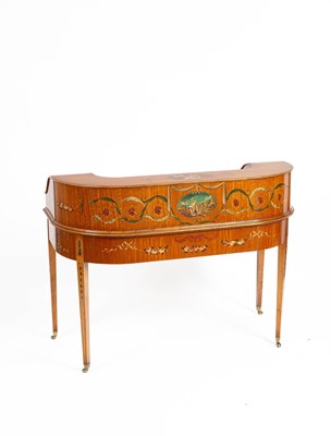 Lot 513 - A Sheraton Revival satinwood Carlton House desk