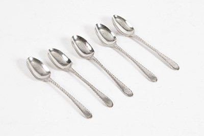 Lot 346 - A set of five 18th Century silver teaspoons