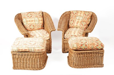 Lot 451 - A pair of woven cane armchairs