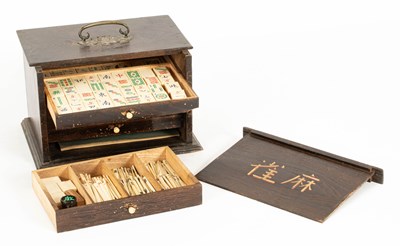 Lot 728 - A wooden cased Mahjong set