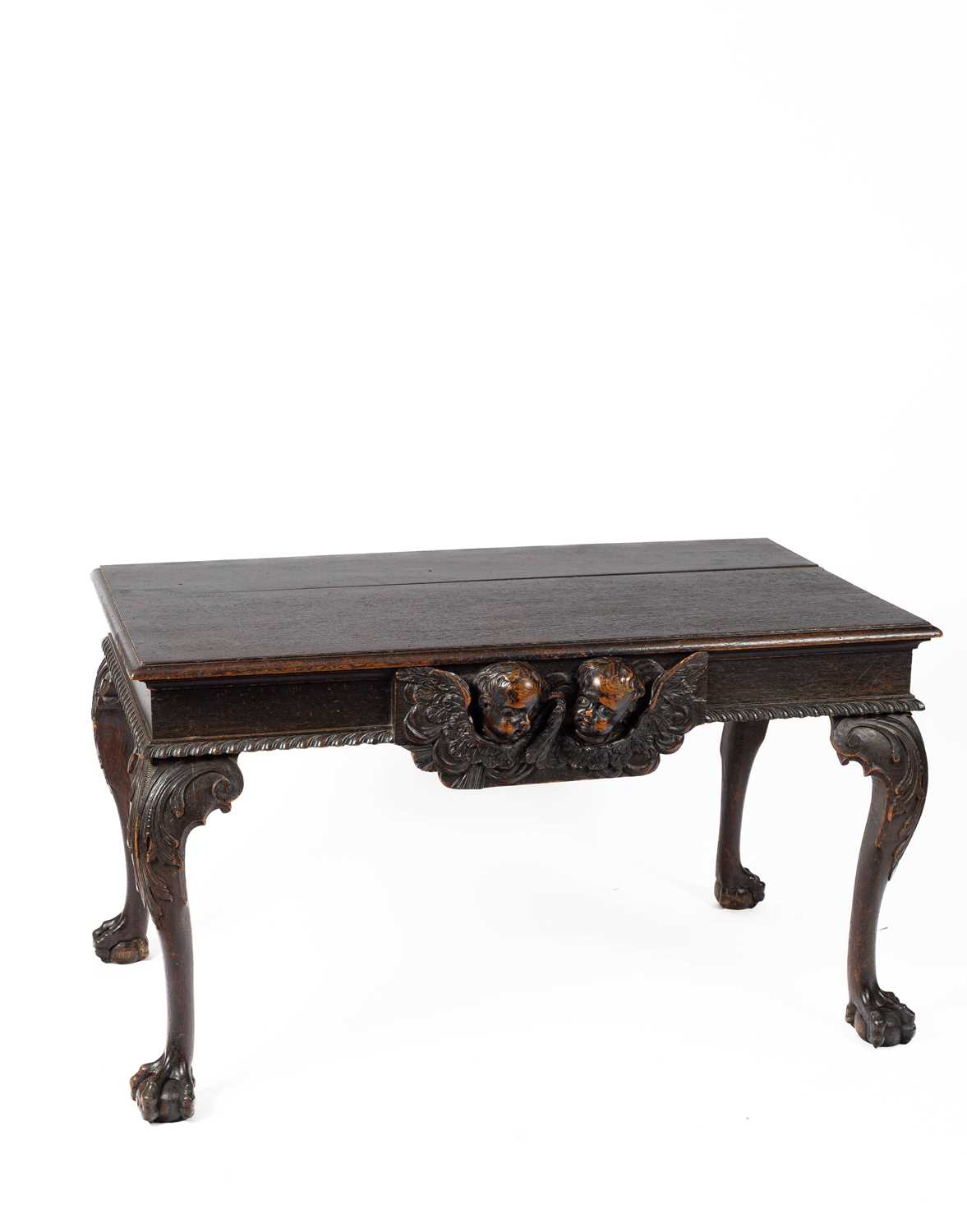 Lot 520 - A stained oak console table