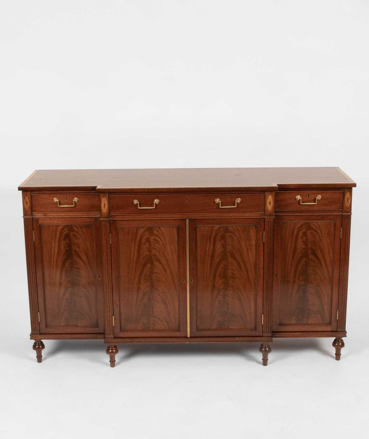 Lot 591 - A William Tillman mahogany and satinwood breakfront sideboard