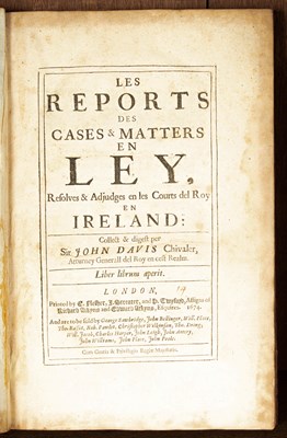 Lot 205 - DAVIES (JOHN) Les Reports des Cases & Matters en Ley