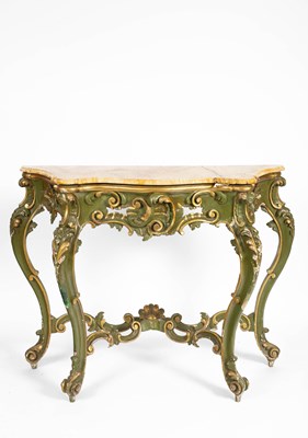 Lot 269 - A Venetian carved, painted and gilt console table