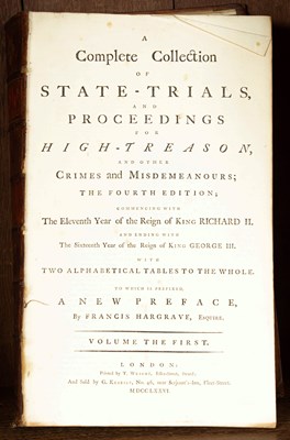 Lot 218 - Hargrave (Francis) A Complete Collection of State-Trials and Proceedings for High Treason