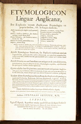 Lot 221 - Skinner (Stephen) Etymologicon Linguae Anglicanae