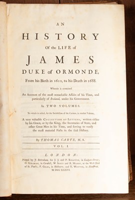 Lot 272 - Carte (Thomas) An History of the Life of James Duke of Ormonde