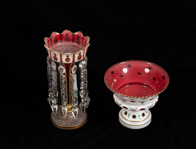 Lot 280 - A cranberry glass lustre