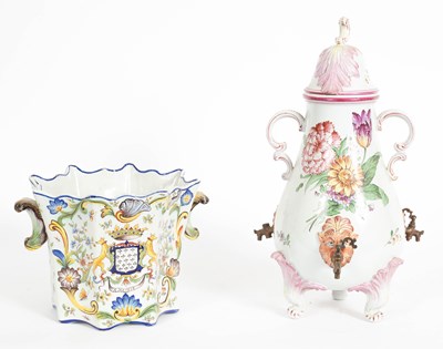 Lot 282 - A porcelain two-handled urn and cover