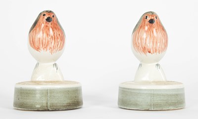 Lot 423 - Two Rye pottery models of robins