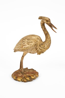 Lot 161 - A carved wooden figure of a stork