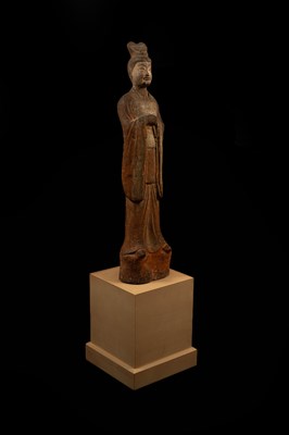 Lot 563 - A large standing pottery figure of an official