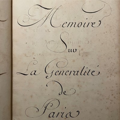 Lot 590 - France: Territorial planning - Manuscript Mémoires [des Intendants] sur les Généralités