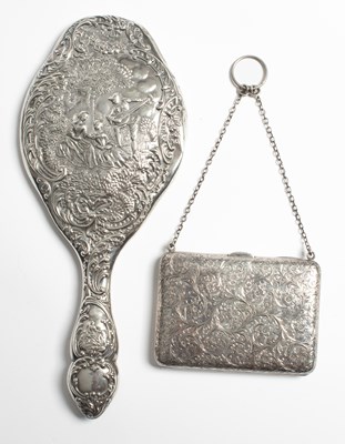 Lot 17 - An Edwardian silver mounted card case and evening purse