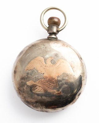 Lot 308 - A 14K gold and enamel lady's half-hunter fob watch