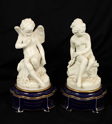 Lot 750 - A pair of Sèvres biscuit figures