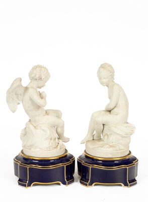 Lot 750 - A pair of Sèvres biscuit figures