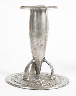 Lot 578 - Archibald Knox for Liberty & Co. four pewter candlesticks