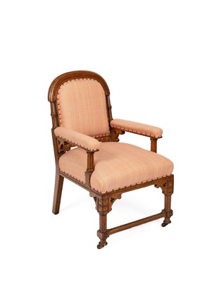 Lot 745 - A Victorian oak Gothic Revival armchair