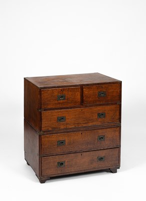 Lot 402 - A 19th Century oak campaign chest