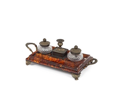 Lot 536 - A tortoiseshell and gilt metal mounted desk stand