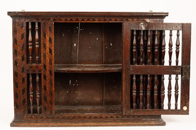 Lot 5 - A Charles I oak and parquetry dole cupboard