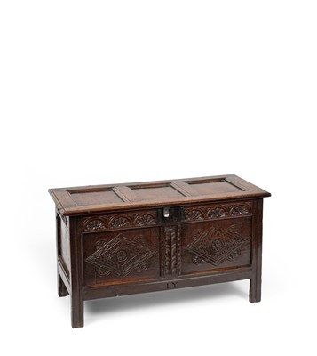 Lot 2 - A Charles II oak panelled chest