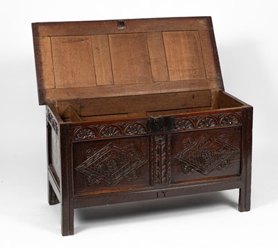 Lot 2 - A Charles II oak panelled chest