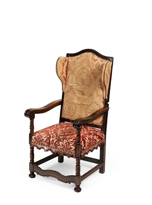 Lot 25 - An unusual William & Mary wingback open armchair