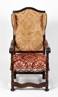 Lot 25 - An unusual William & Mary wingback open armchair