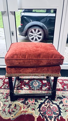 Lot 27 - A Charles II oak stool with upholstered seat