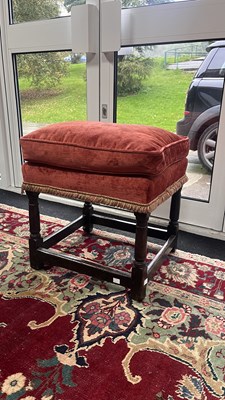 Lot 27 - A Charles II oak stool with upholstered seat