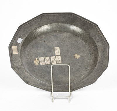 Lot 7 - An early 18th Century twelve-sided pewter dish