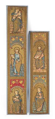 Lot 52 - A set of two fine silk and metal thread needlework orphrey panels