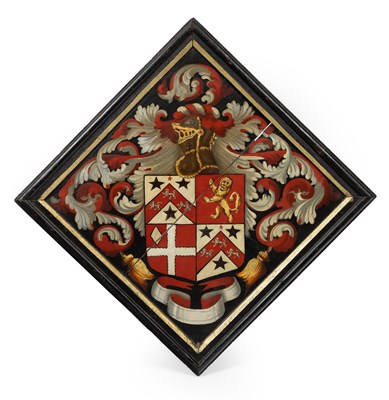 Lot 1 - An early 18th Century hatchment of arms